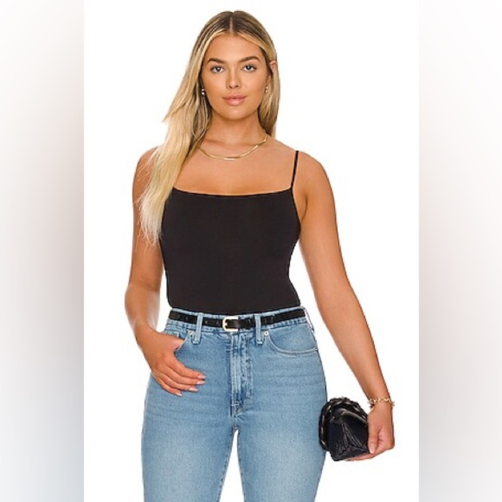 Good American Spaghetti Scuba Bodysuit in Black